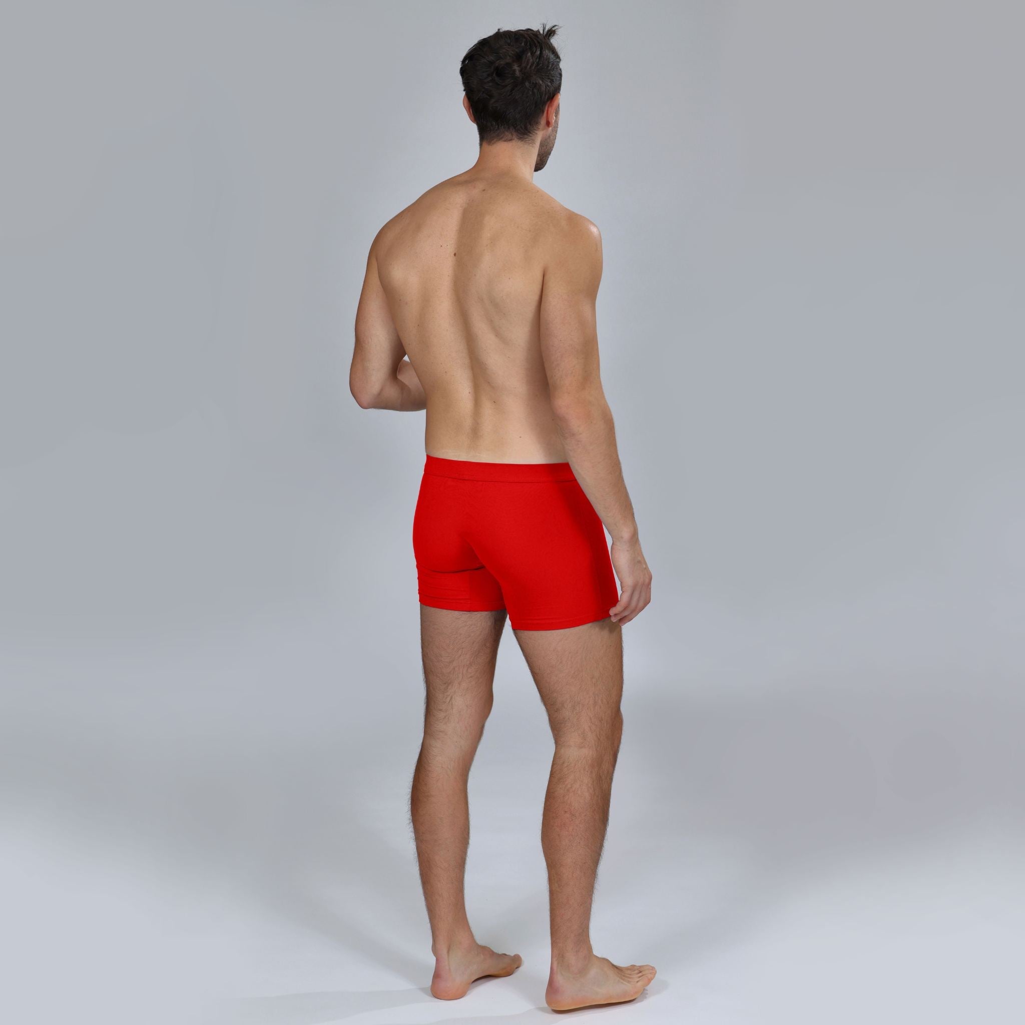 Red Boxer Brief Back Studio Image