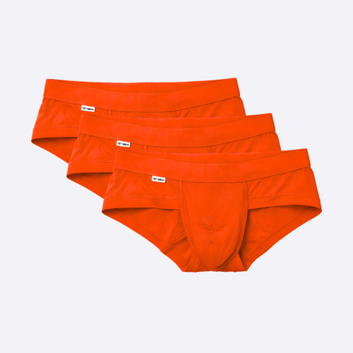 The Orange Brief 3-Pack, three TBô bamboo men's briefs in vibrant orang